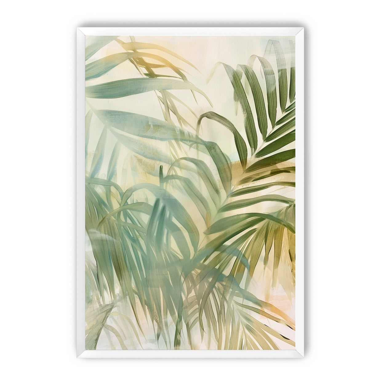 Palm leaves in pale wash