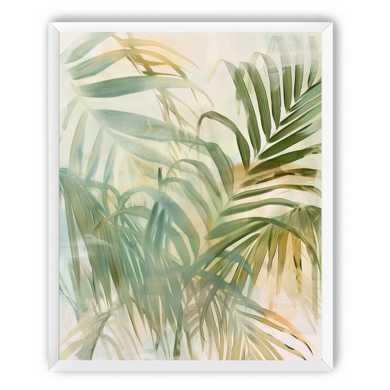 Palm leaves in pale wash