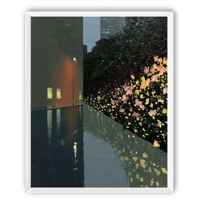 Flowers beside the wet wall