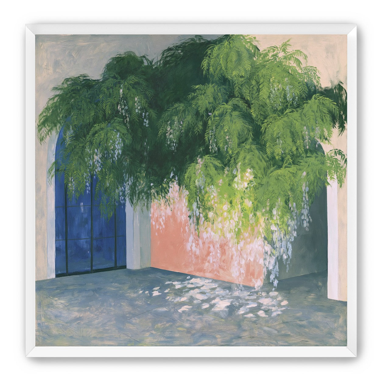 Blossoms over the blue door