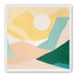 White sun over pastel hills