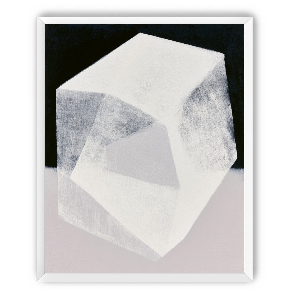 Milkwhite facets in deep black