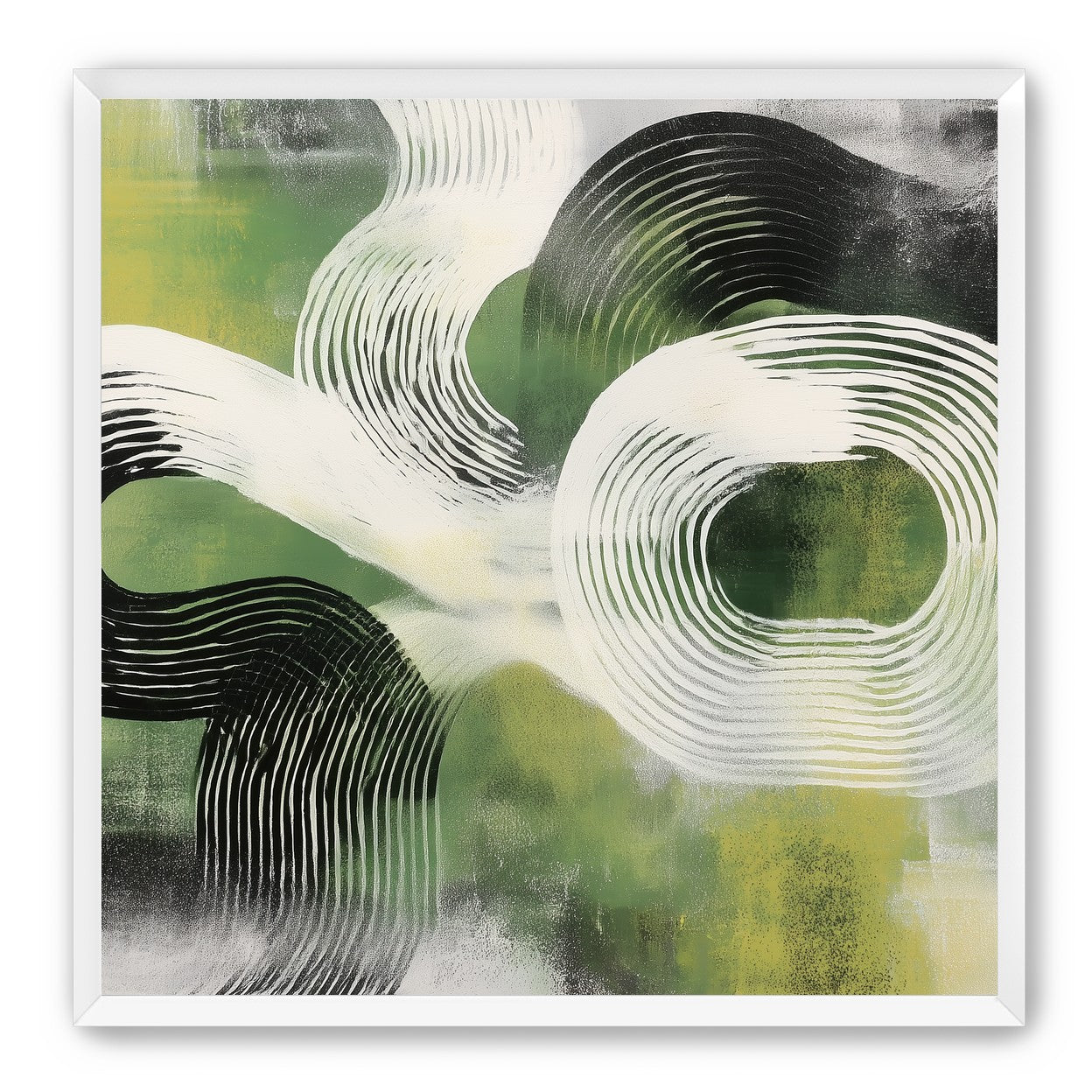 White arcs across green field