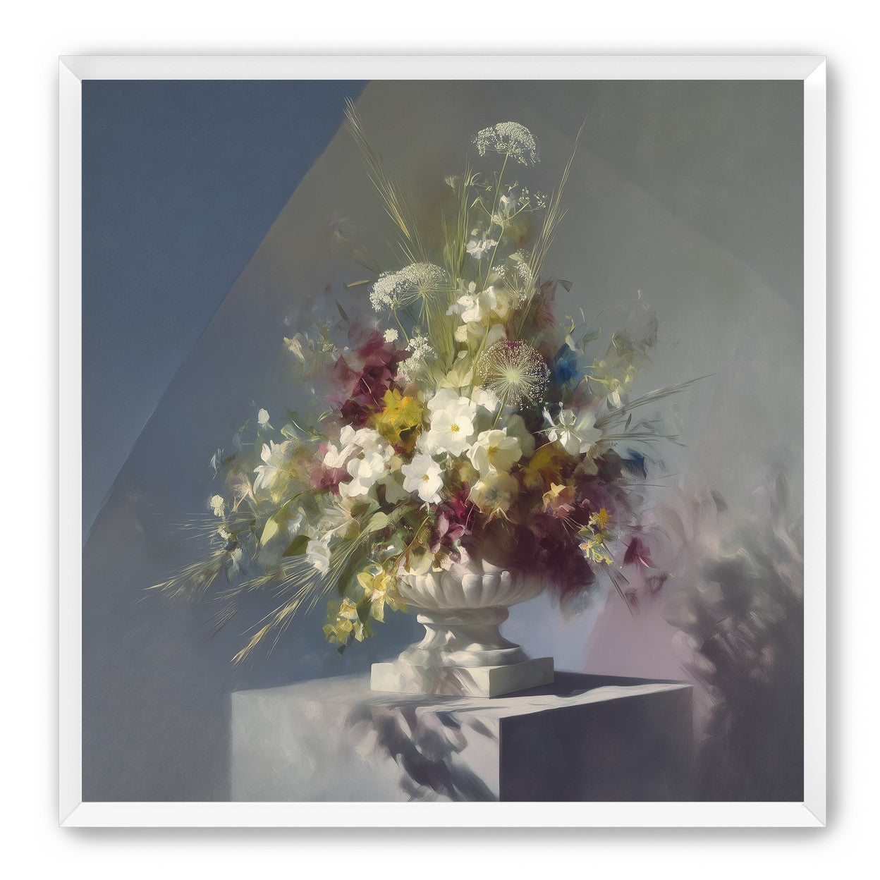 White urn within angled light