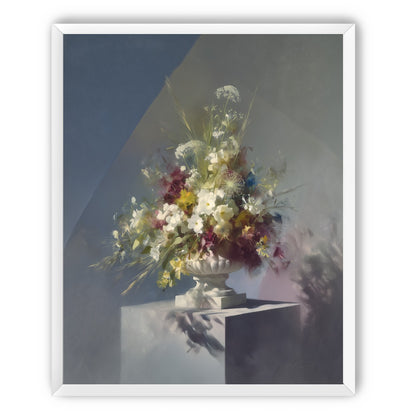 White urn within angled light