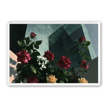 Roses against glass towers