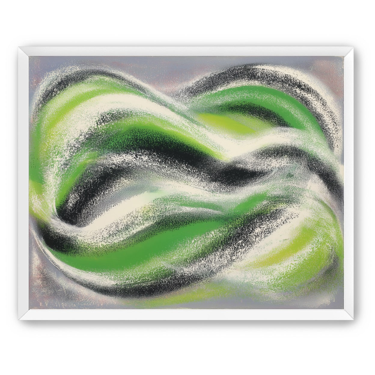Green bands under white spray