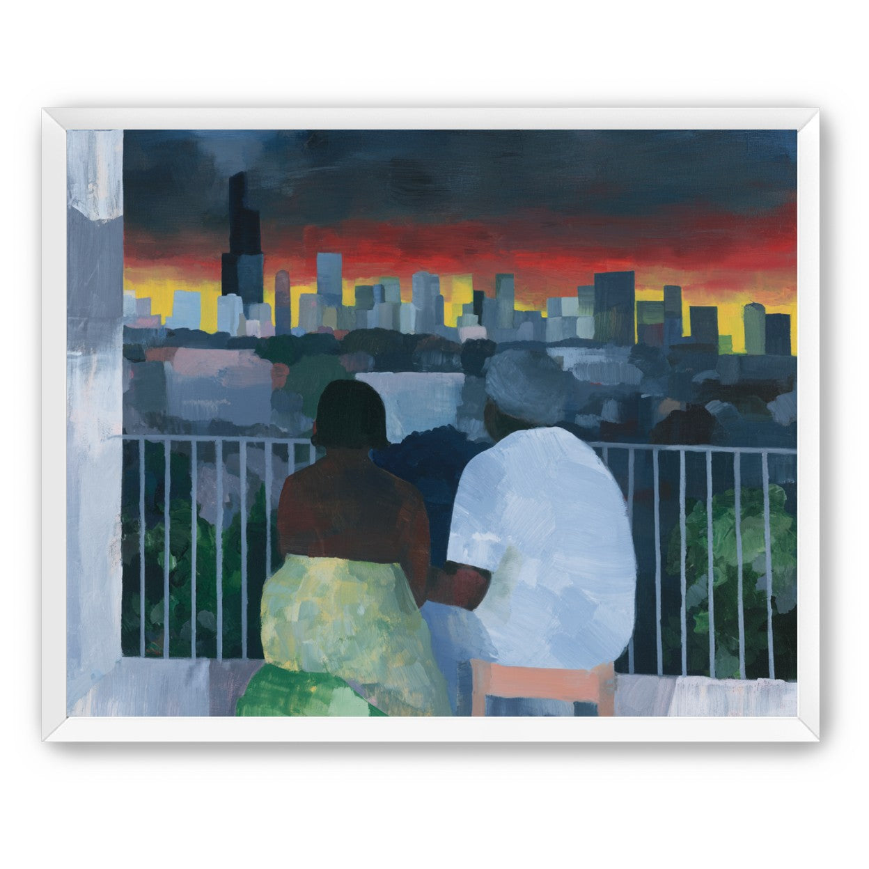 Two on the balcony at dusk