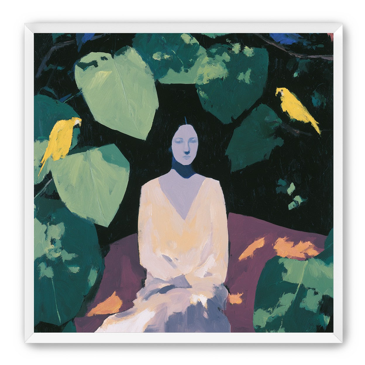Pale dress under green leaves