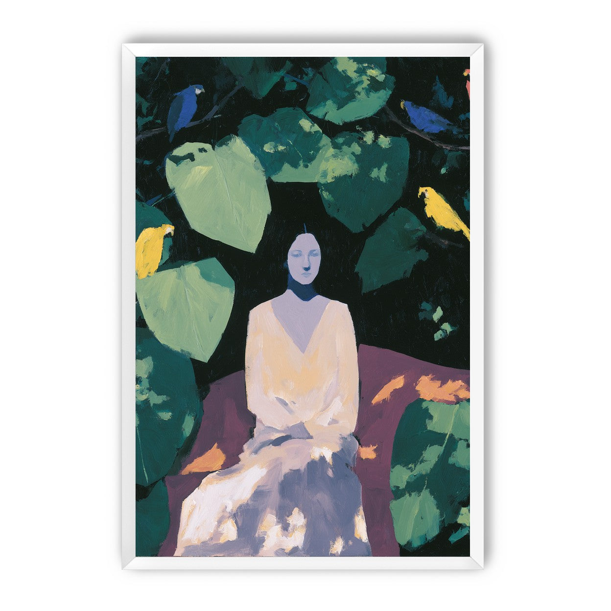 Pale dress under green leaves