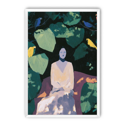 Pale dress under green leaves