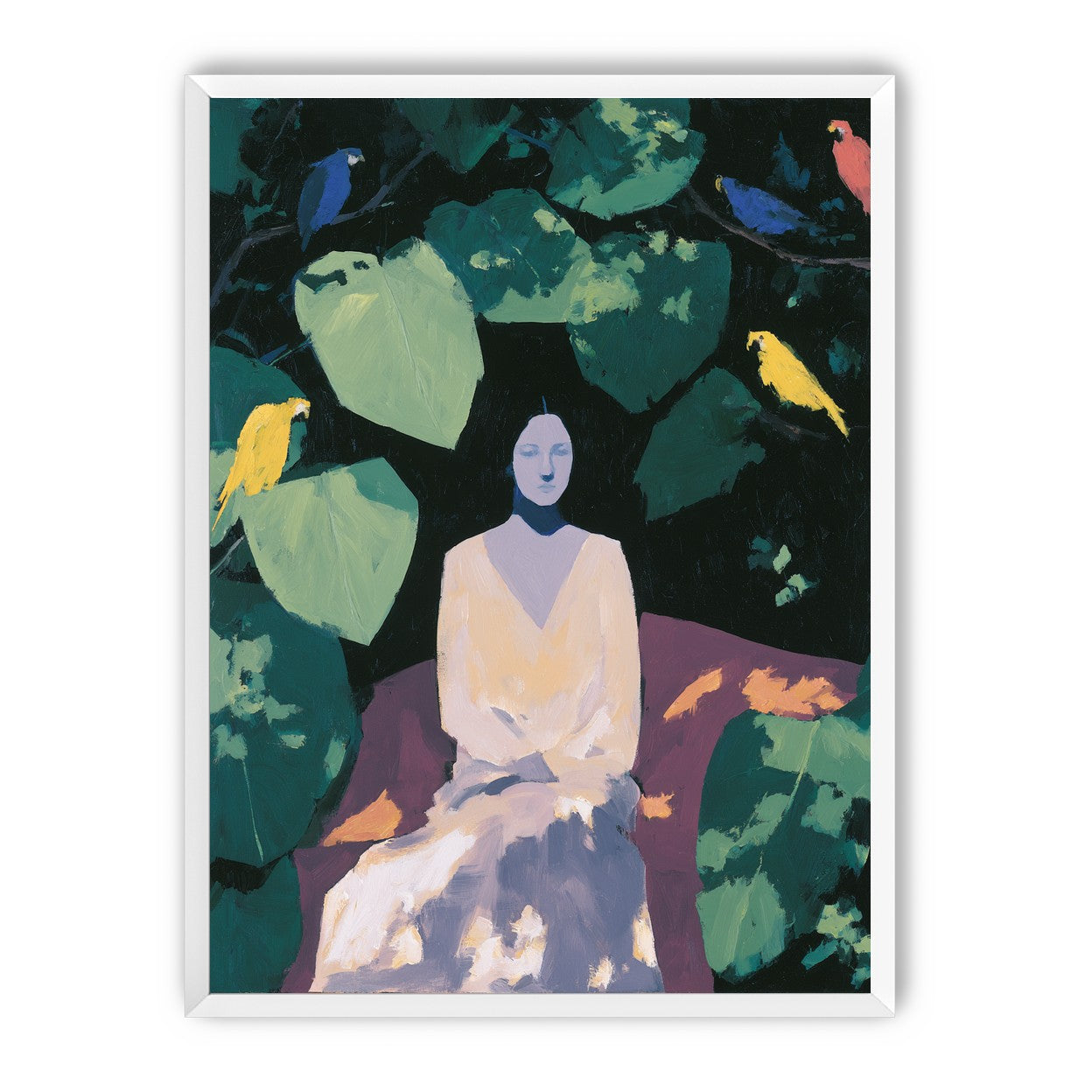 Pale dress under green leaves