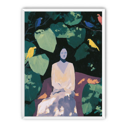Pale dress under green leaves