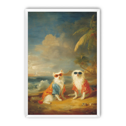 Sunglasses cats on the beach