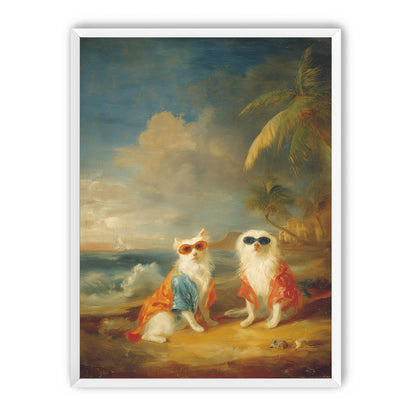 Sunglasses cats on the beach