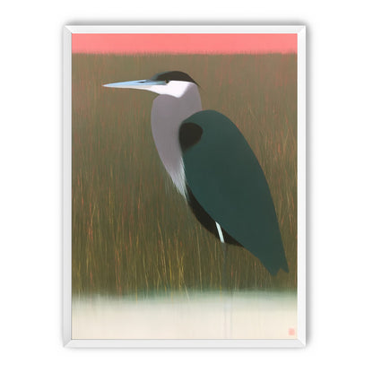 Heron in pink dusk