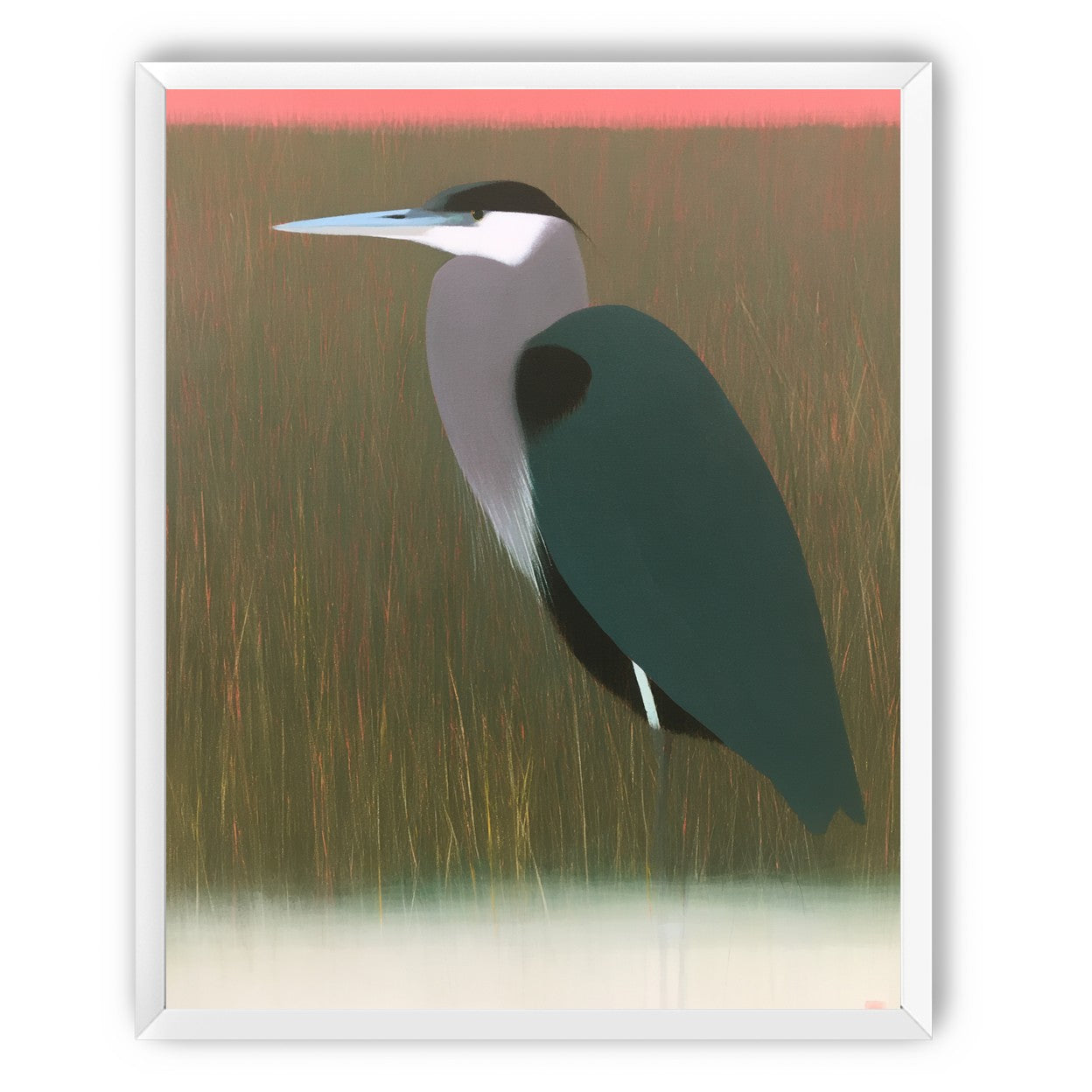 Heron in pink dusk