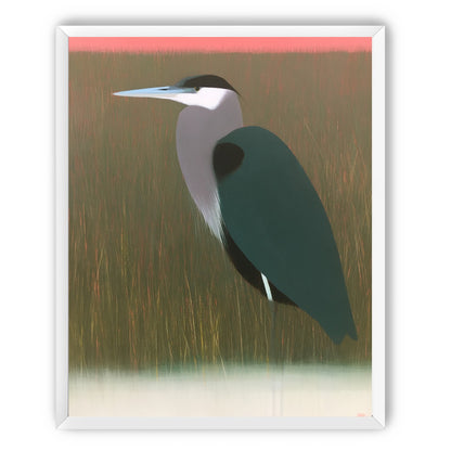 Heron in pink dusk