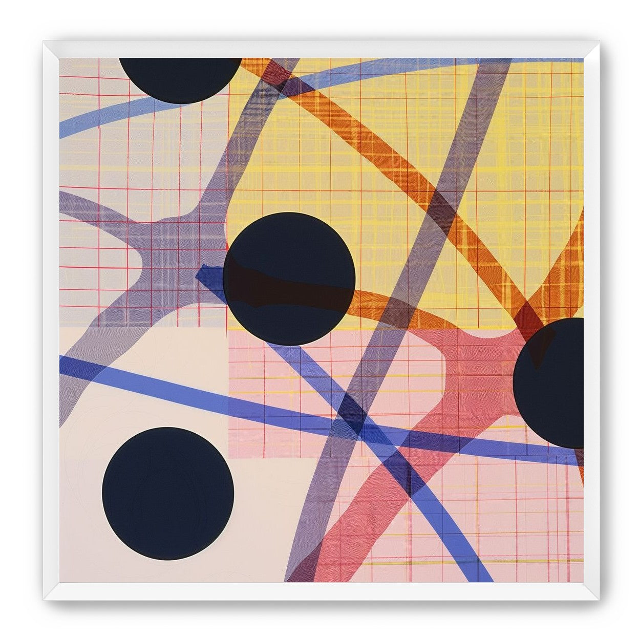 Dark circles cut the grid