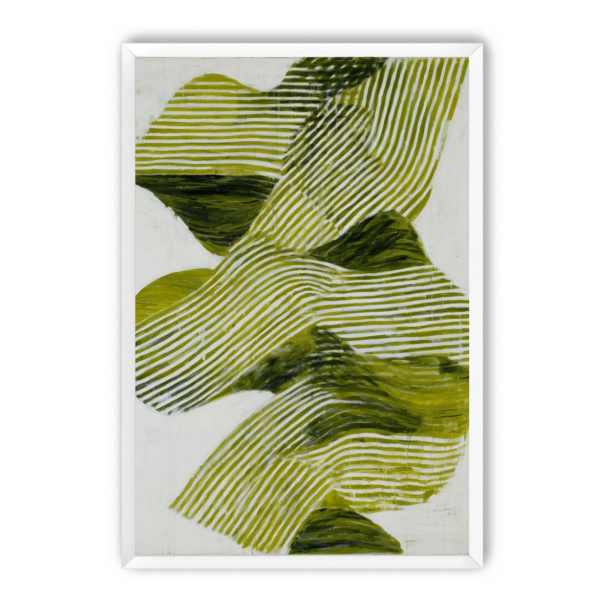 Olive stripes across white