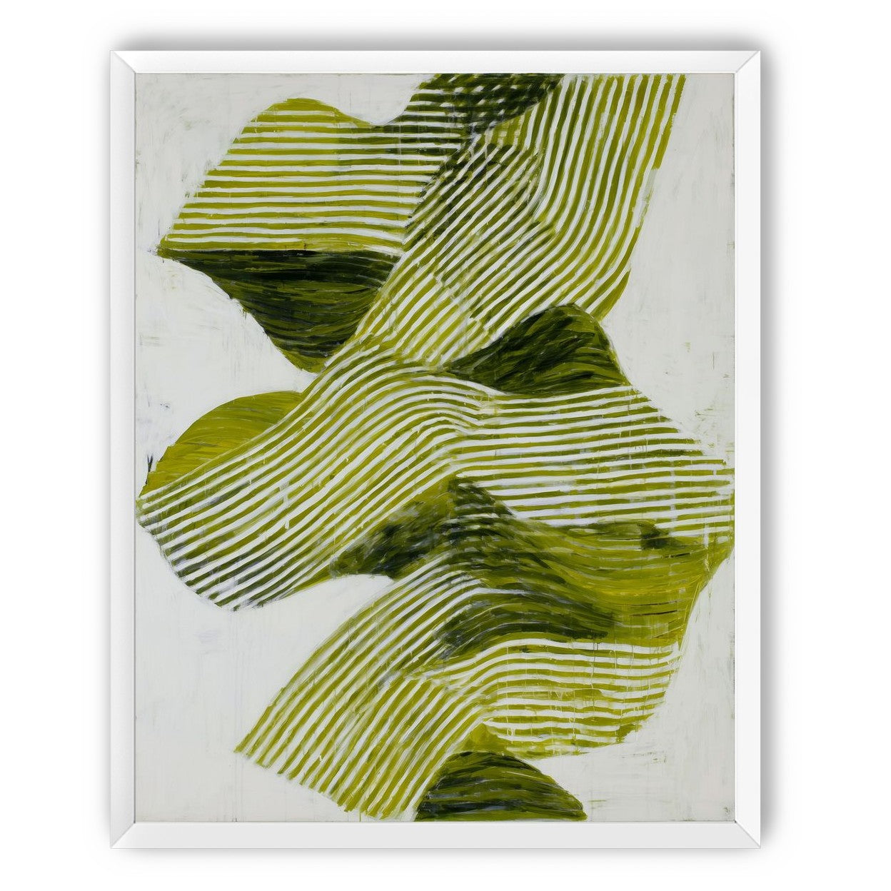Olive stripes across white