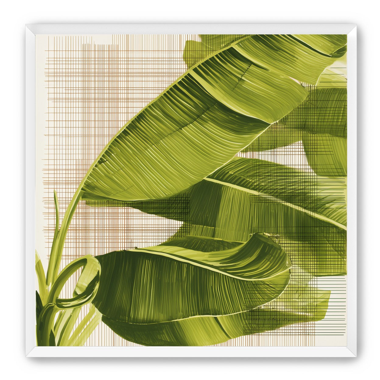 Banana leaves against the grid