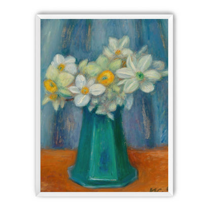 Daisies in green glass