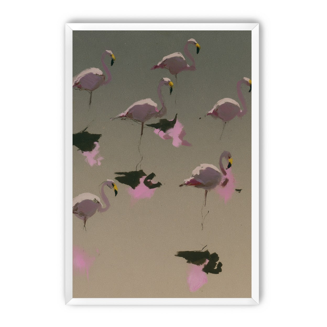 Flamingos in still water