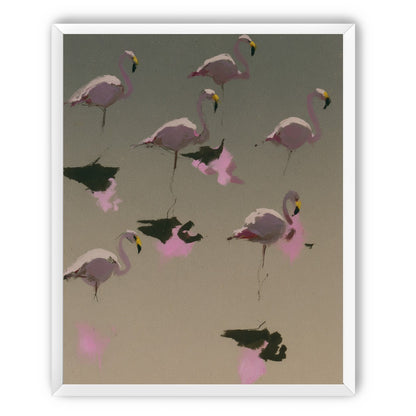 Flamingos in still water