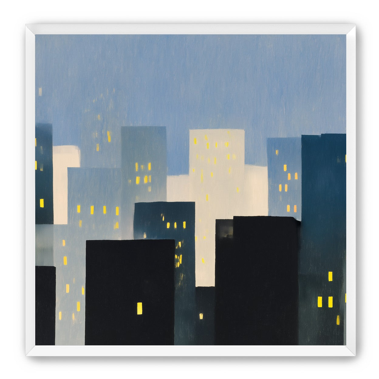 Soft windows in blue towers