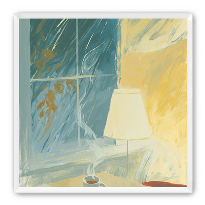 Steam against the rainy window