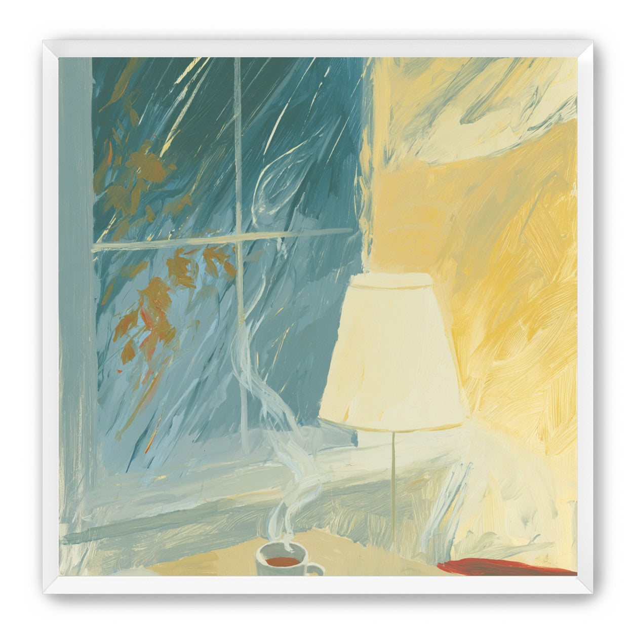 Steam against the rainy window