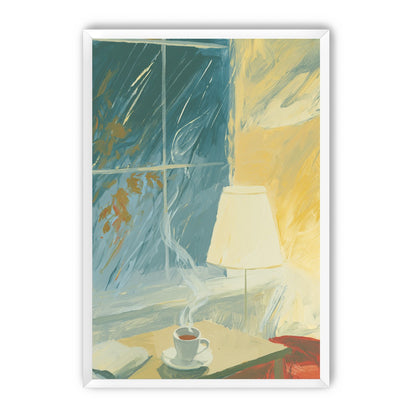 Steam against the rainy window