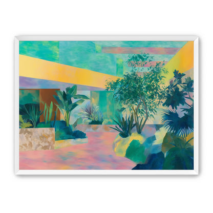 Garden beneath striped light