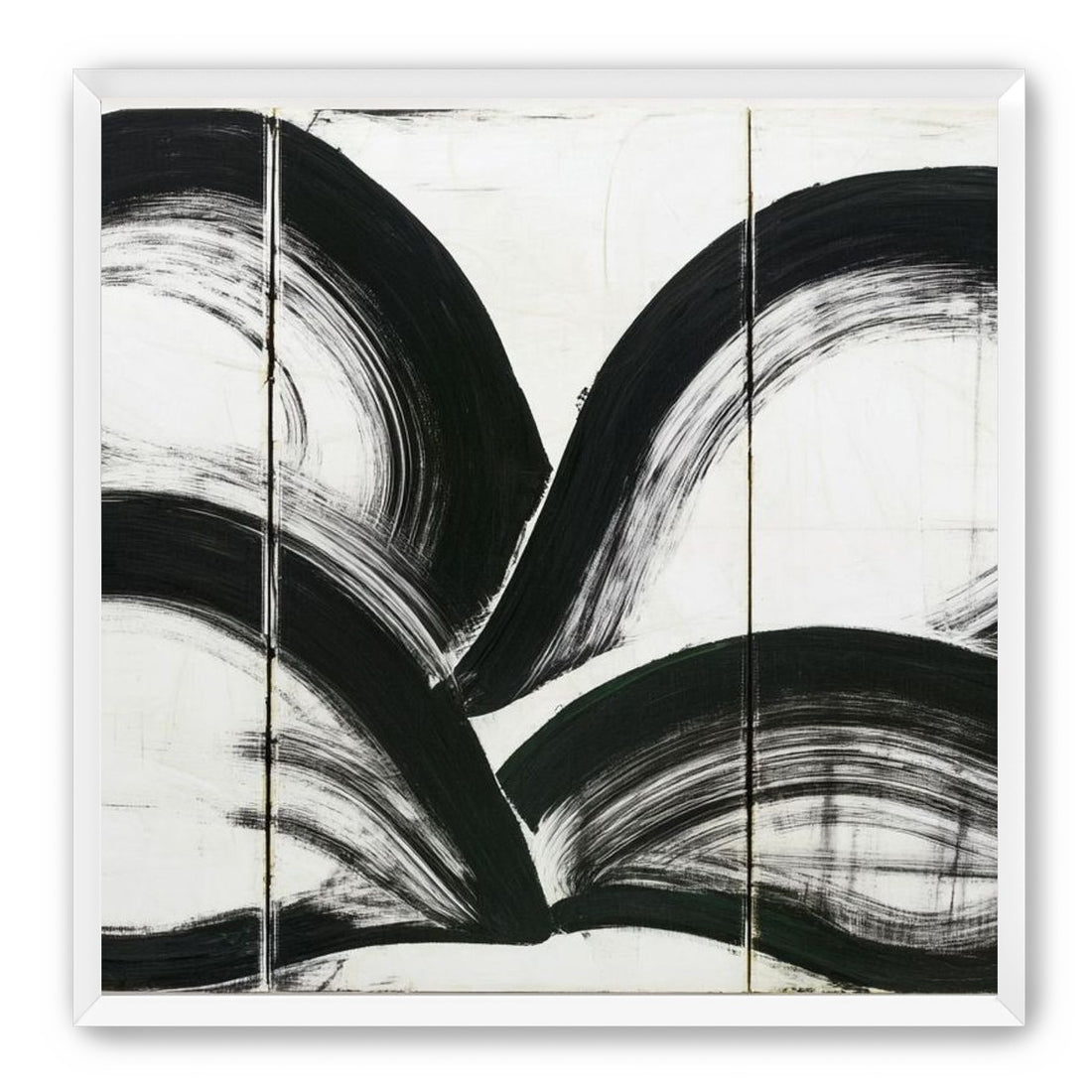 Black arcs across white panels