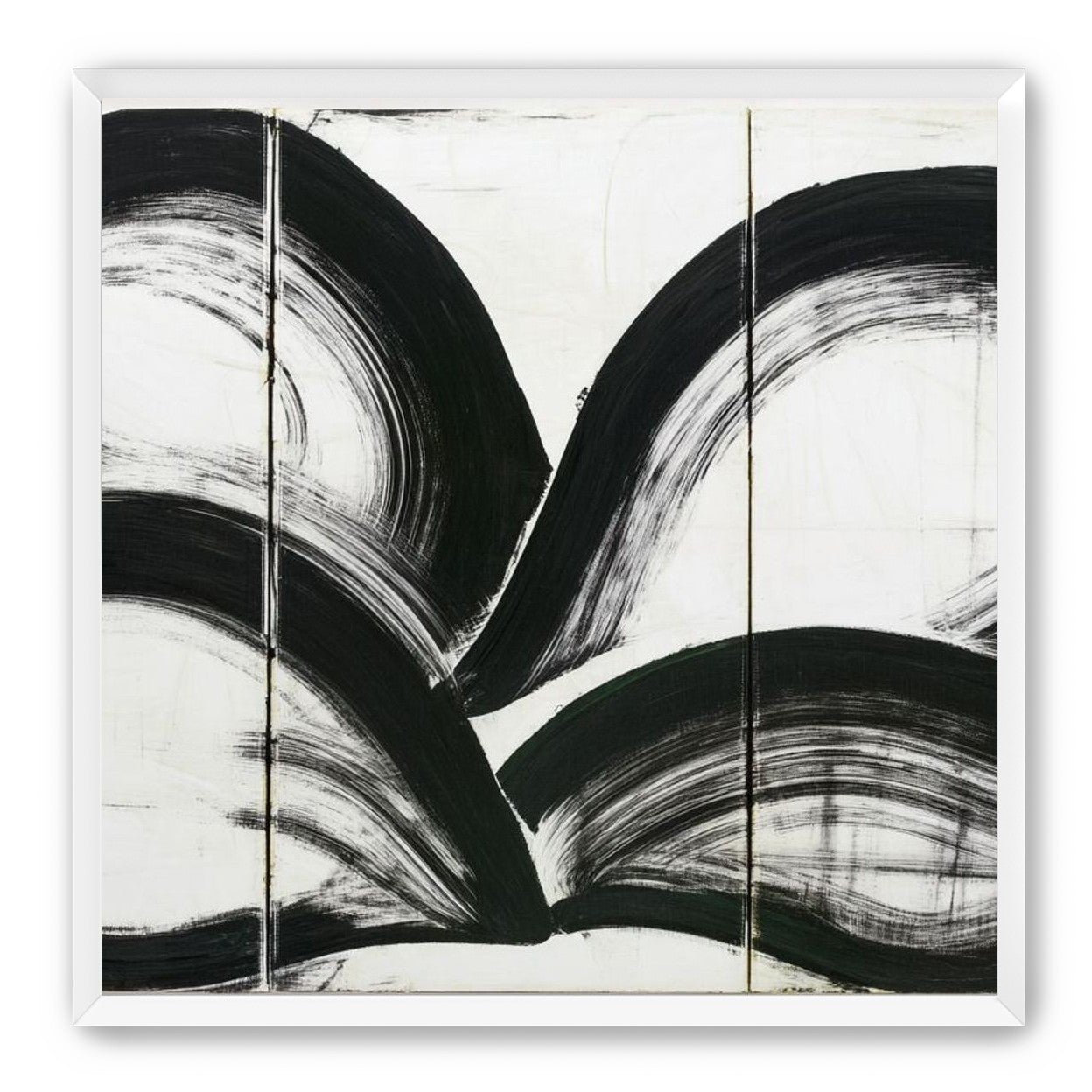 Black arcs across white panels