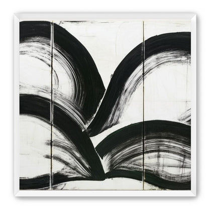 Black arcs across white panels