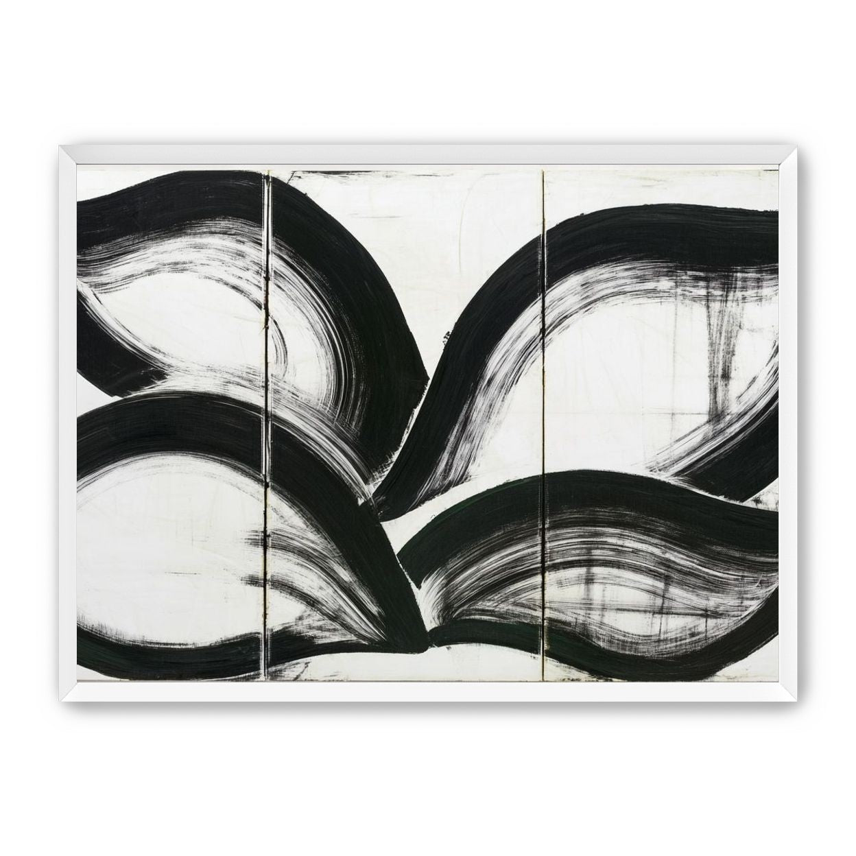 Black arcs across white panels
