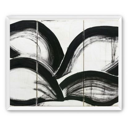 Black arcs across white panels