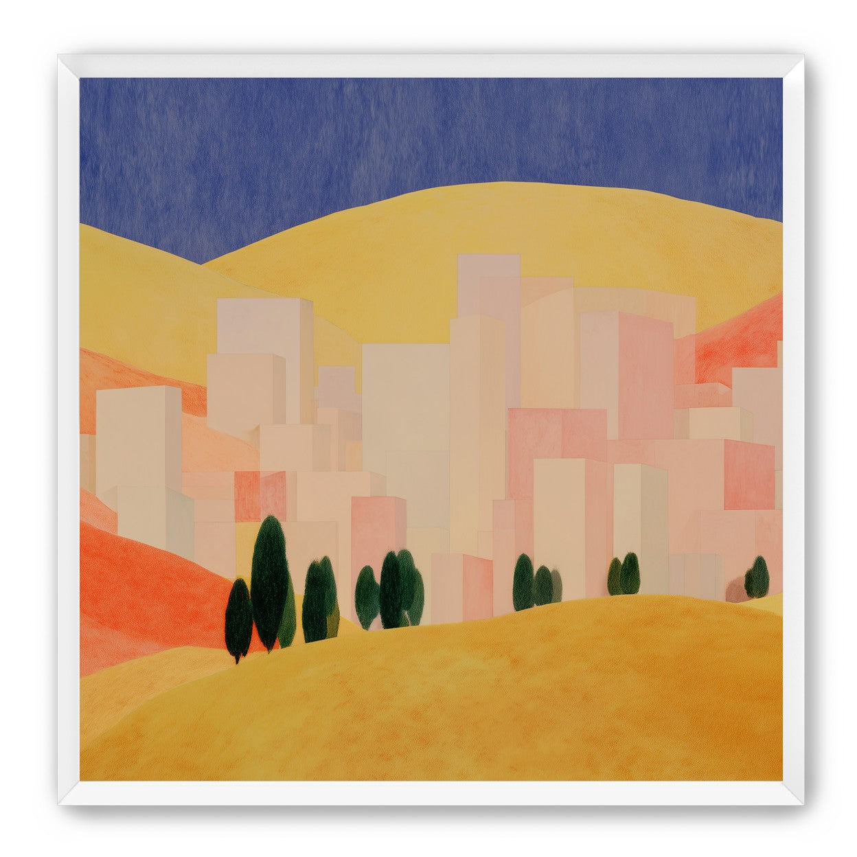 Blue sky over peach city