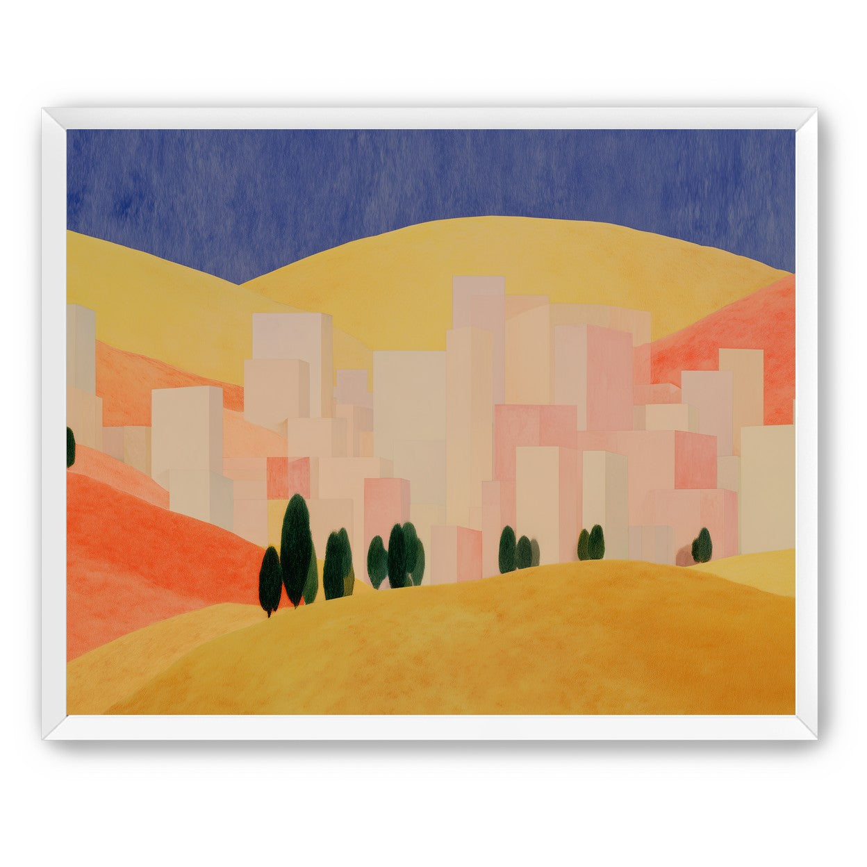 Blue sky over peach city