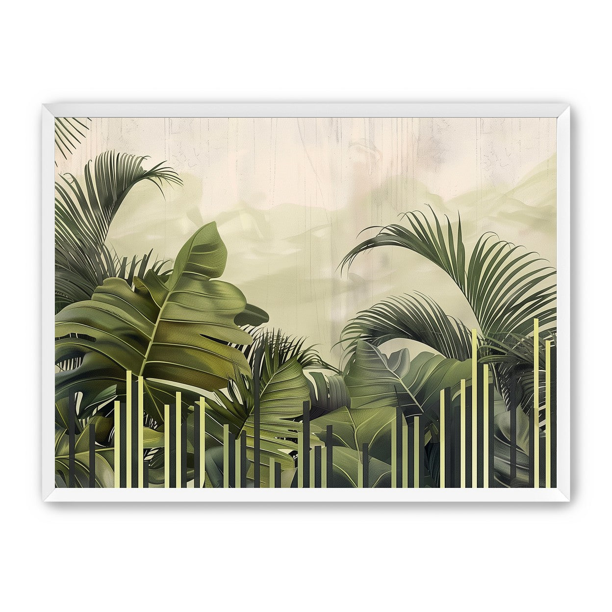Pale sky over green fronds