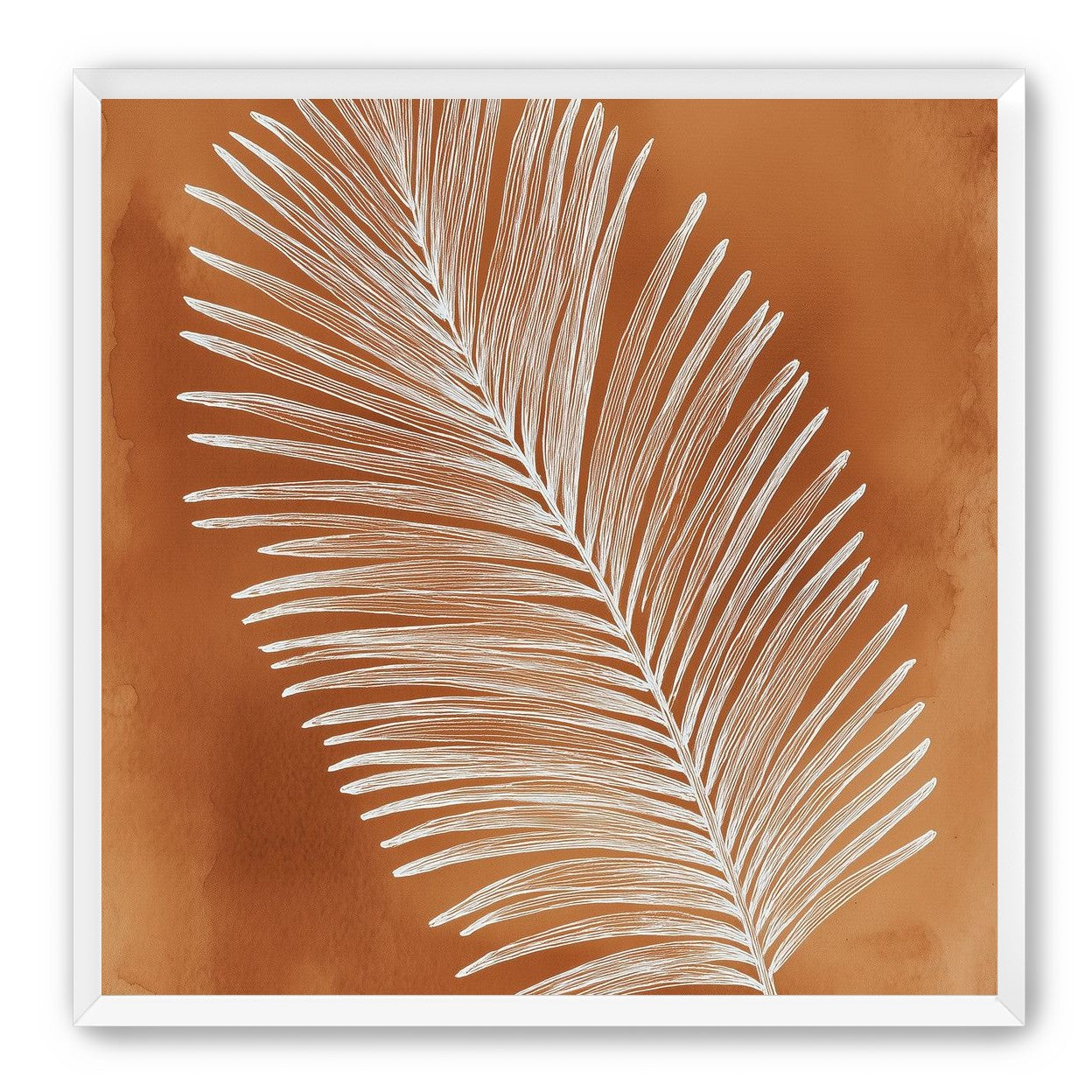 Palm frond in white ink