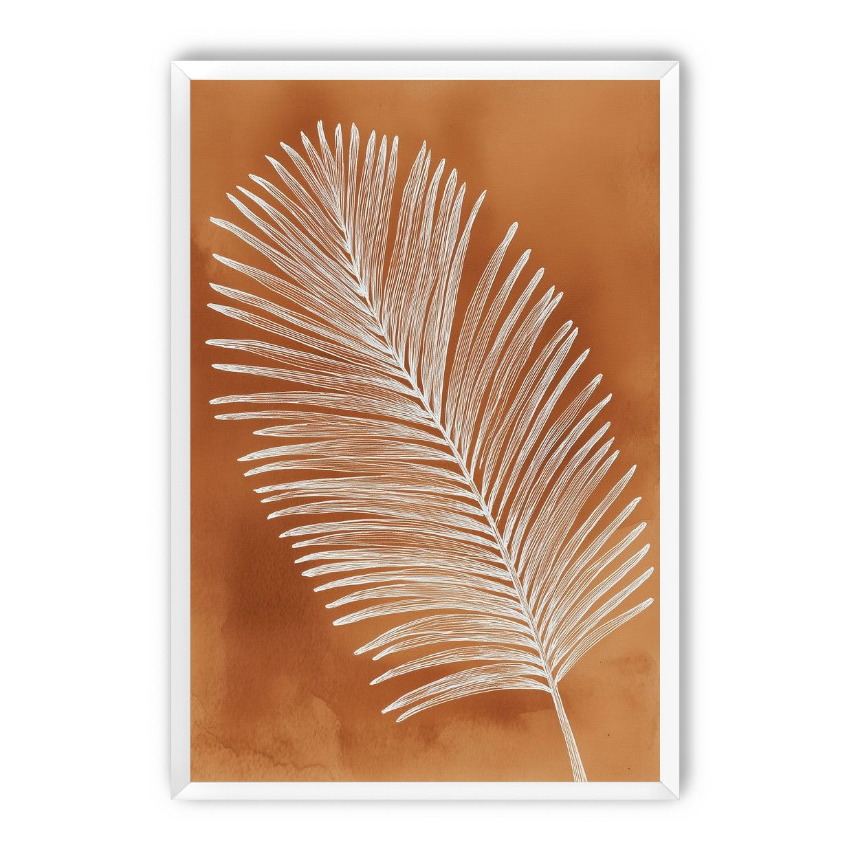 Palm frond in white ink