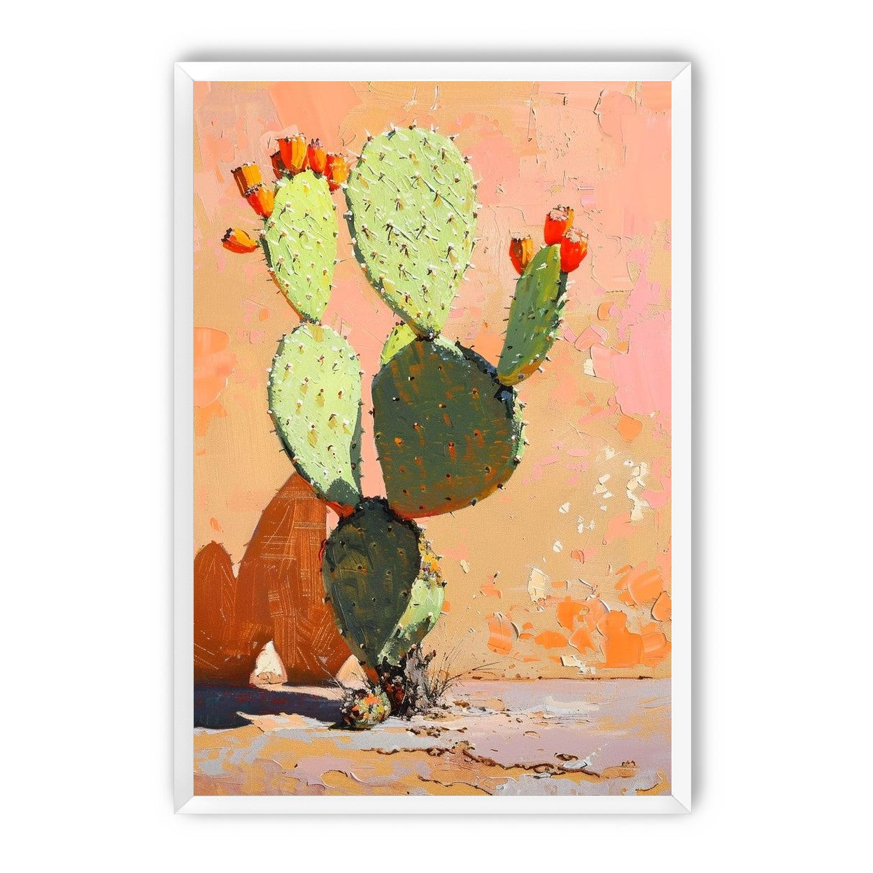 Prickly pear in sunlit plaster