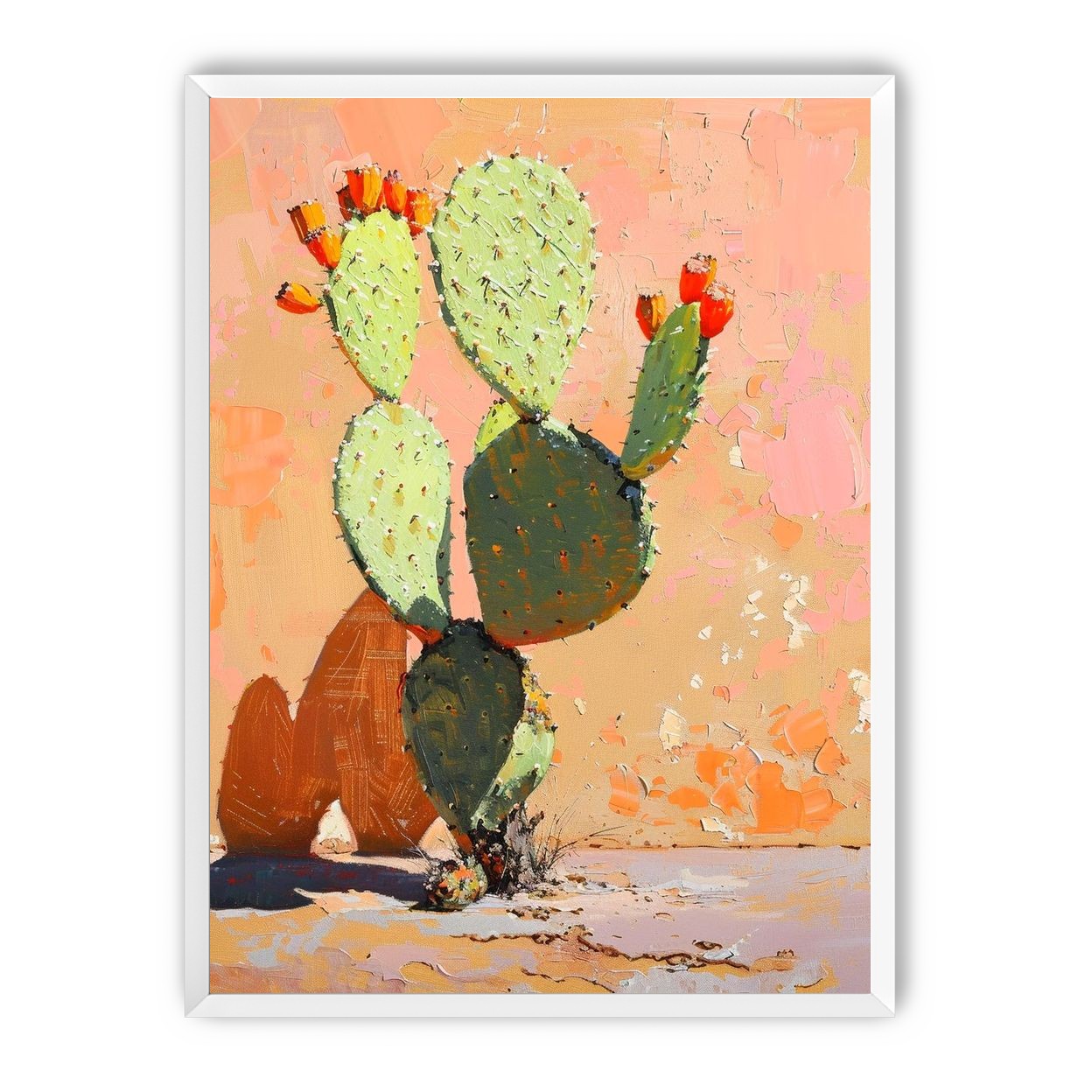 Prickly pear in sunlit plaster