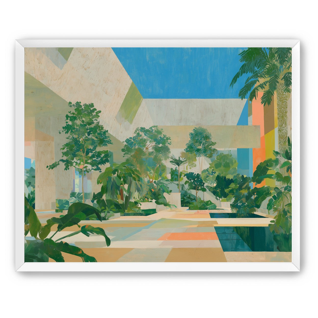 Courtyard where trees meet walls
