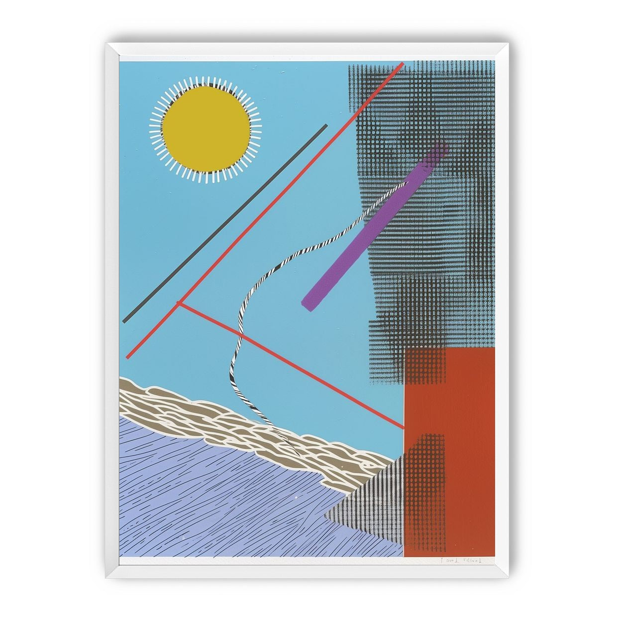 Yellow disc and crossed lines