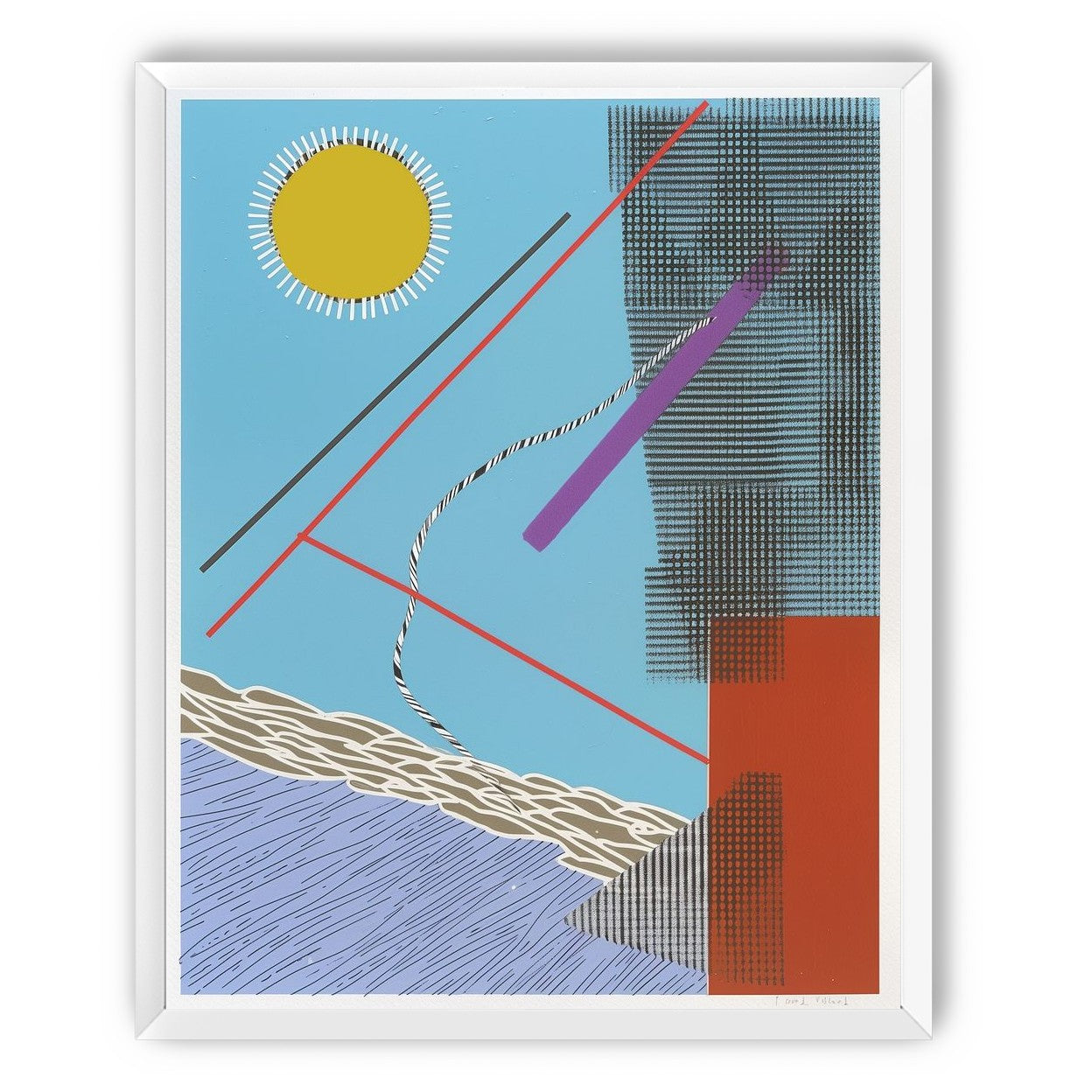 Yellow disc and crossed lines