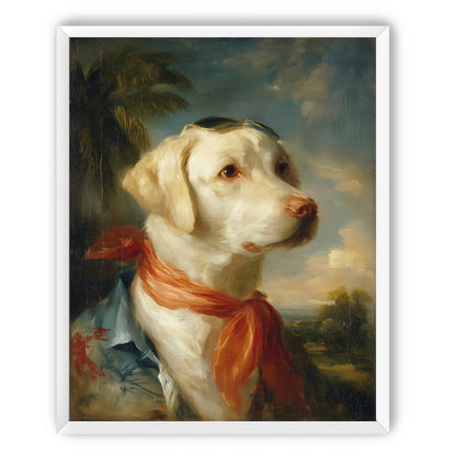 White dog in red scarf
